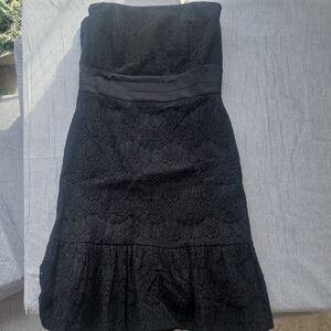 White House Black Market Strapless Black Lace Dress